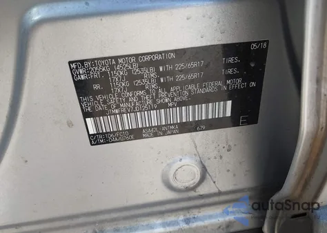 2018 Toyota Rav4 Adventure/Xle из США, поврежденный, VIN JTMWFREV7JD125119